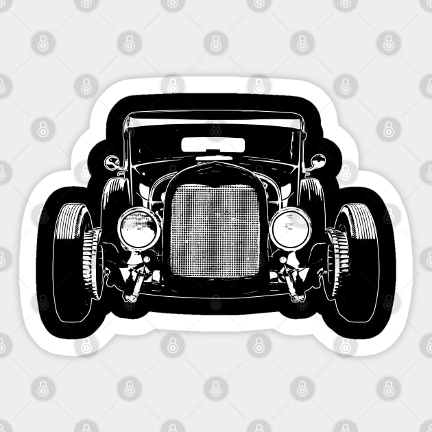 White 1928 Model A Car Sketch Art Sticker by DemangDesign